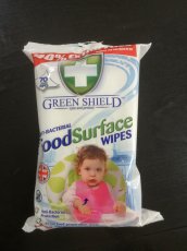 GREEN SHIELD Vlhčené ubrousky Food surface antibakteriální 70 ks
